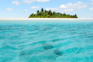 Honeymoon island in Aitutaki Lagoon Cook Islands
