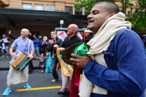 Hare Krishna people celebrating Diwali festival in Auckland,New Zealand.It's the most ancient and biggest Hindu festival in India celebrated in autumn every year