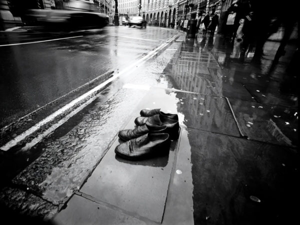 Lost English shoes on Regent Street in London England UK united Kingdom