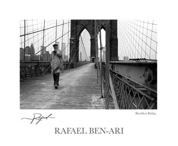 New Yorker crossing the East River on Brooklyn Bridge New York City NYC United States of America - Fine art photography print for sale. Decoration poster for home or office wall taken by documentary travel photographer Rafael Ben Ari