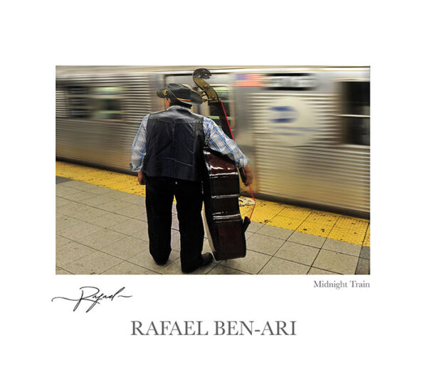 American cowboy carry his Cello waiting for Midnight Train Metropolitan Transportation Subway in New York City USA