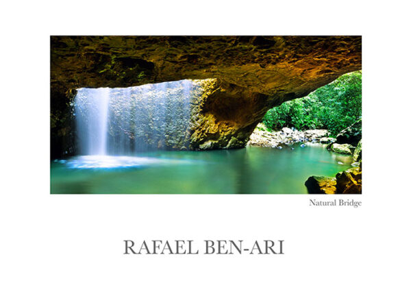 Natural Bridge cave waterfall at Springbrook National Park in Queensland Australia – Fine art photography print for sale. Decoration poster for home or office wall taken by documentary travel photographer Rafael Ben Ari