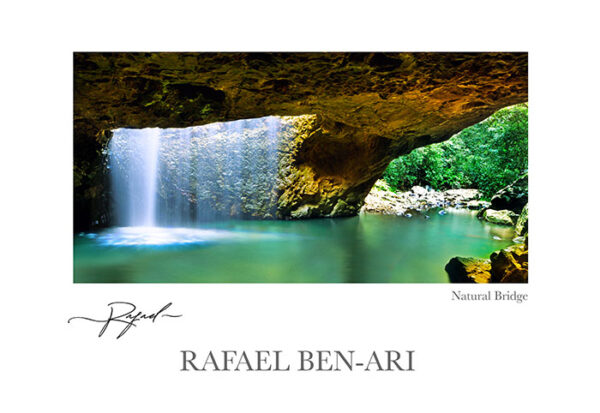 Natural Bridge cave waterfall at Springbrook National Park in Queensland Australia – Fine art photography print for sale. Decoration poster for home or office wall taken by documentary travel photographer Rafael Ben Ari