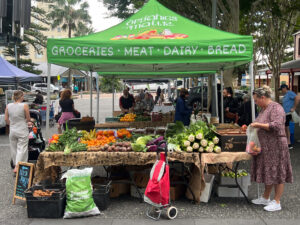 Australian people shopping in local farmers market.agricultural food market encompasses the buying and selling of farming-based products such as crops and livestock.