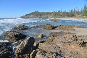Aerial landscape view of Port Macquarie Oxley Beach New South Wales, Australia