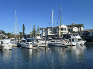 Sail boats mooring at Port Macquarie Marina at the Mid North Coast of New South Wales, one of Australia's most popular holiday destination.