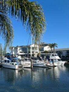 PORT MACQUARIE, NSW - SEP 12 2025:Sail boats mooring at Port Macquarie Marina at the Mid North Coast of New South Wales, one of Australia's most popular holiday destination.
