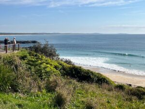 PORT MACQUAIRE, NSW - SEP 25 2025:Tourists at Goals point Lions Park lookout Port Macquaire New South Wales, Australia
