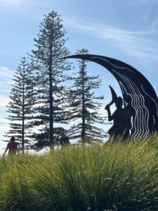 PORT MACQUAIRE, NSW - SEP 25 2025:The Together as One sculpture. In 1827 seven Aboriginal men rescued the crew of a small European pilot boat after a huge wave over turned it on the bar.