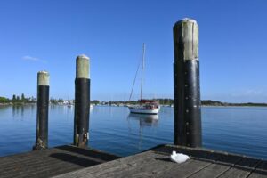 Sail boats mooring on the Hastings River in New South Wales, Australia.