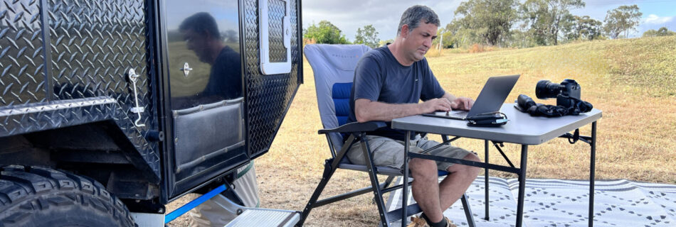 Documentary travel photographer Rafael Ben-Ari is post-processing photos and videos in the Queensland outback, Australia.