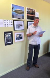 Rafael Ben Ari giving a speech during the graduation ceremony of his photography course, The Photographer’s Eye.